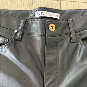 NWT Zara Faux Leather pants size 4 Unfinished Hem